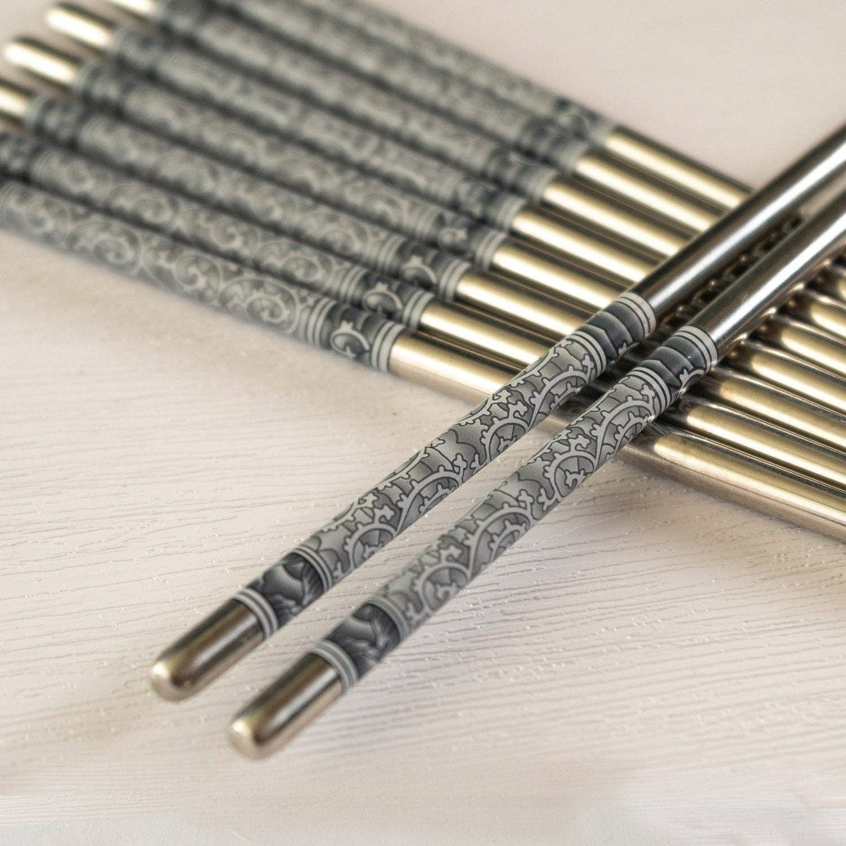Urban Tokyo - 5 Piece Motif Pattern Design Chopsticks Set Stainless Steel