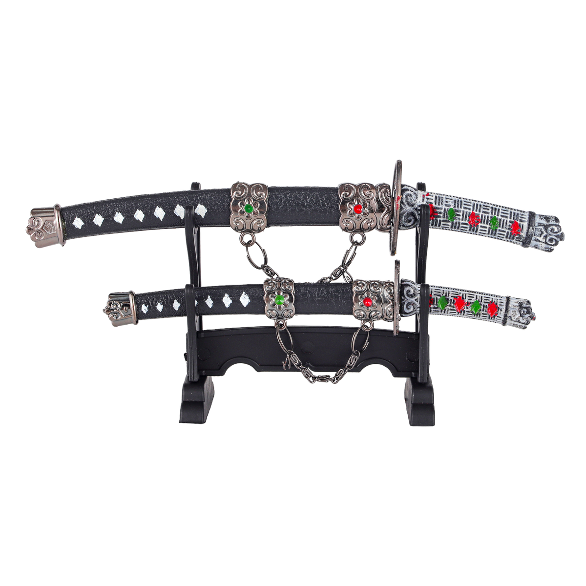 Urban Tokyo - 2 Piece Katana Swords With Sheath 8"L and 6.5"L Letter Openers On Stand