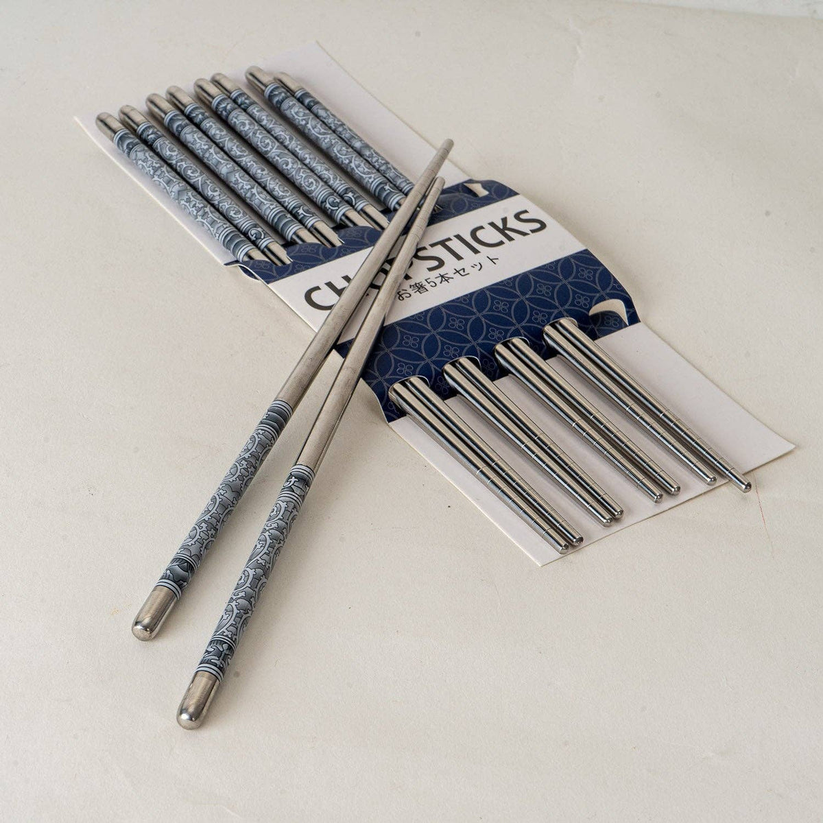 Urban Tokyo - 5 Piece Motif Pattern Design Chopsticks Set Stainless Steel