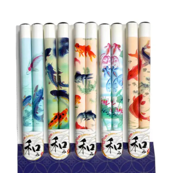 Urban Tokyo - 5 Piece Chopsticks Set Koi Fish White with Gift Box