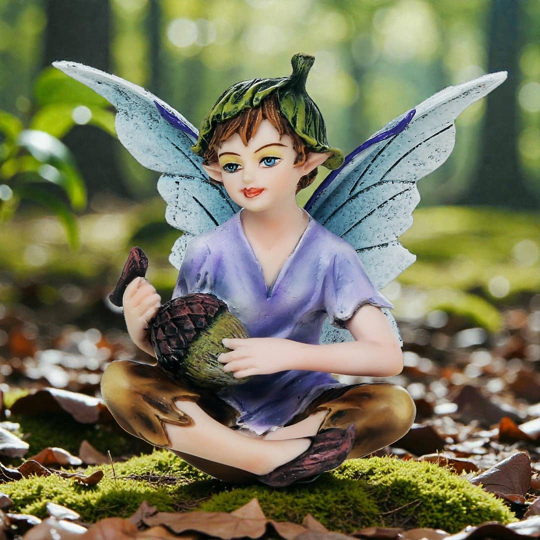 Pacific Trading - Small Boy Fairy with Acorn in Hand