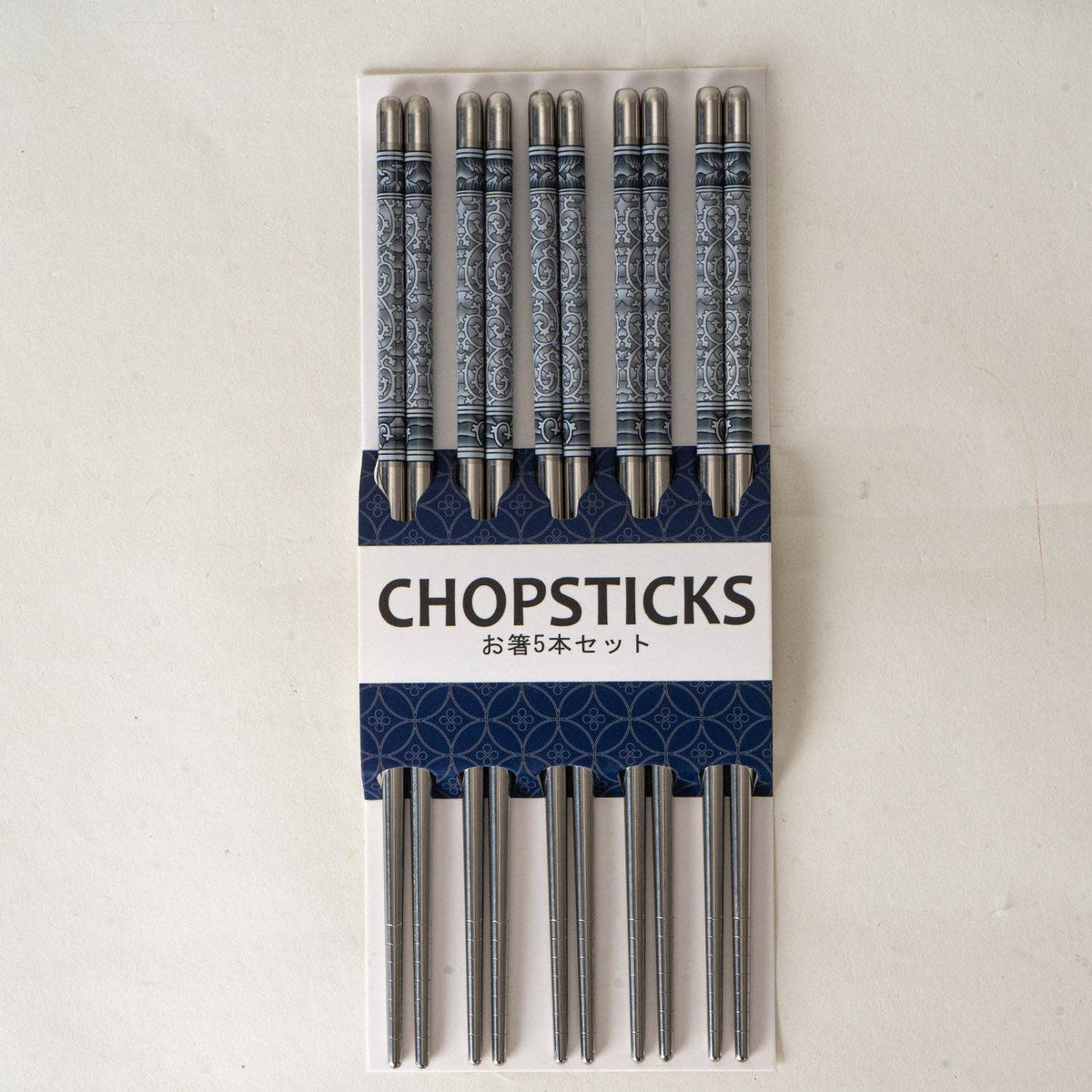 Urban Tokyo - 5 Piece Motif Pattern Design Chopsticks Set Stainless Steel
