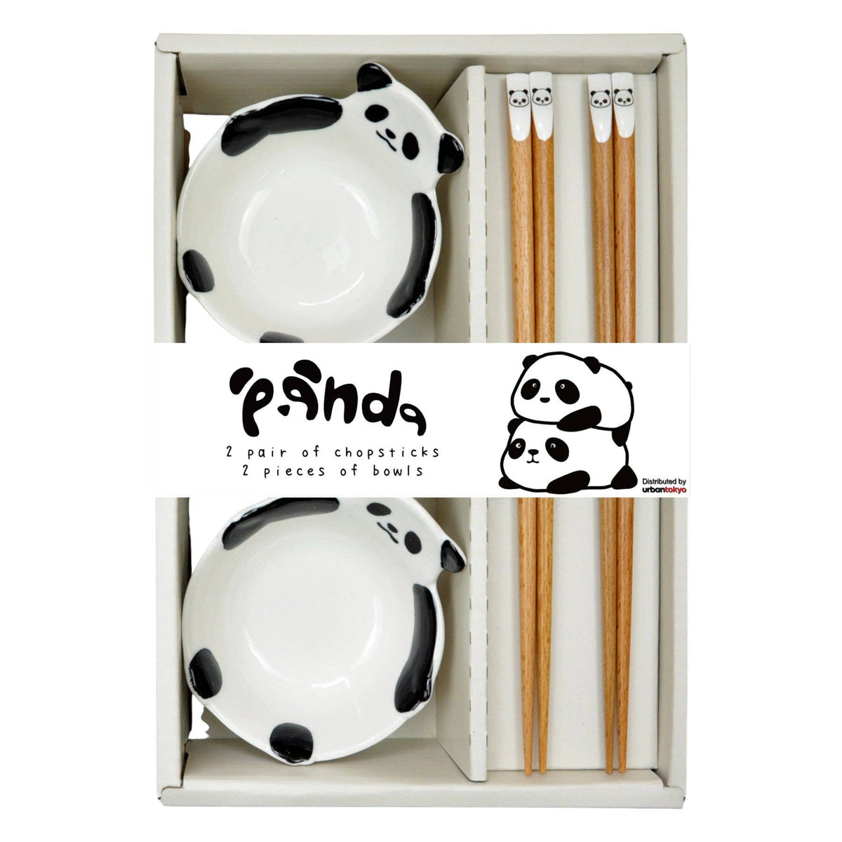 Urban Tokyo - Panda 2 Pair Wooden Chopsticks and Small Dish Gift Set
