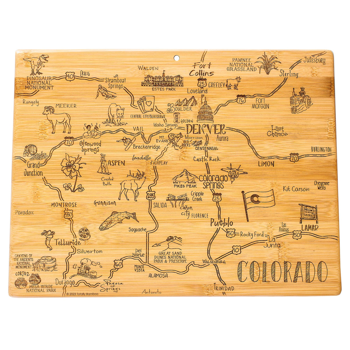 Totally Bamboo - Destination Colorado Cutting Board with Engraved Artwork